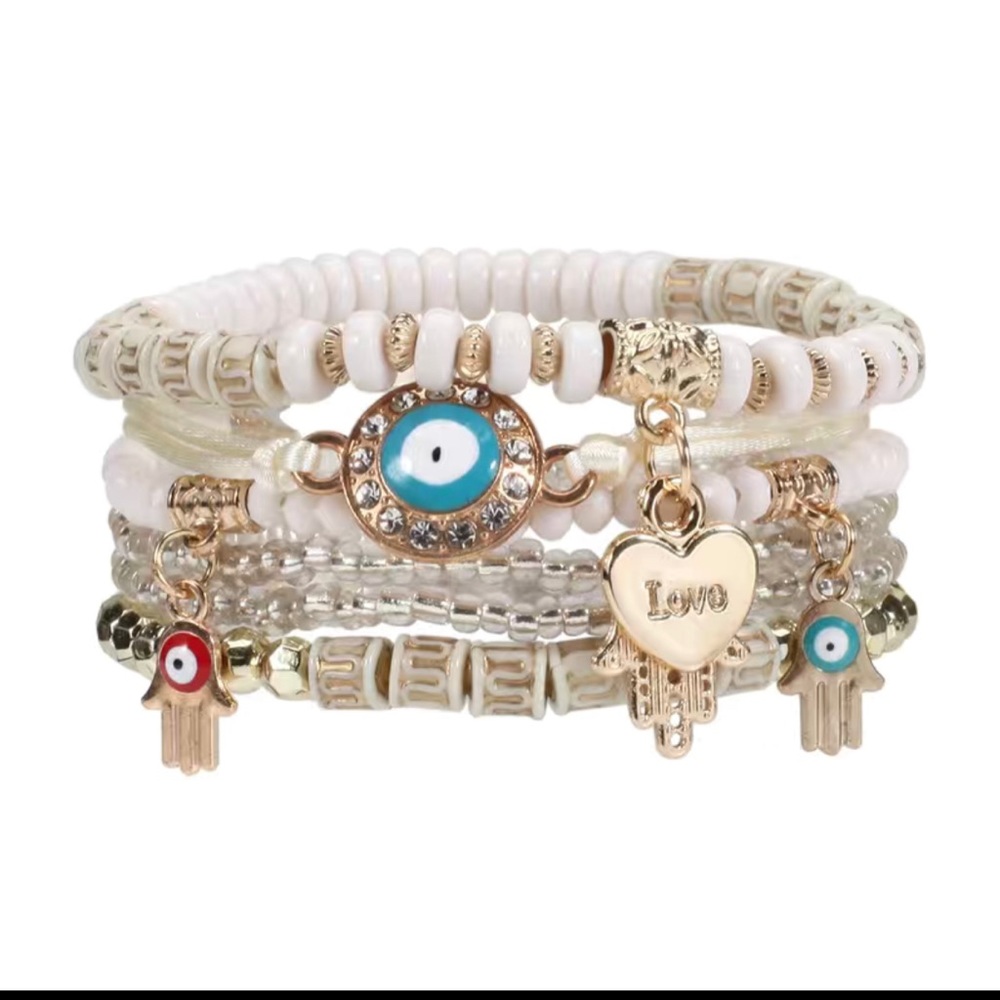 Bohemian Eye Hand Bracelet (White)